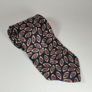 Christian Dior Men's Neck Tie Navy Blue with Red Geometric Design